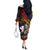 Hawaii And Japan Off The Shoulder Long Sleeve Dress Koi Fish With Kanaka Maoli