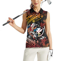 Hawaii And Japan Women Sleeveless Polo Shirt Koi Fish With Kanaka Maoli LT05 - Polynesian Pride