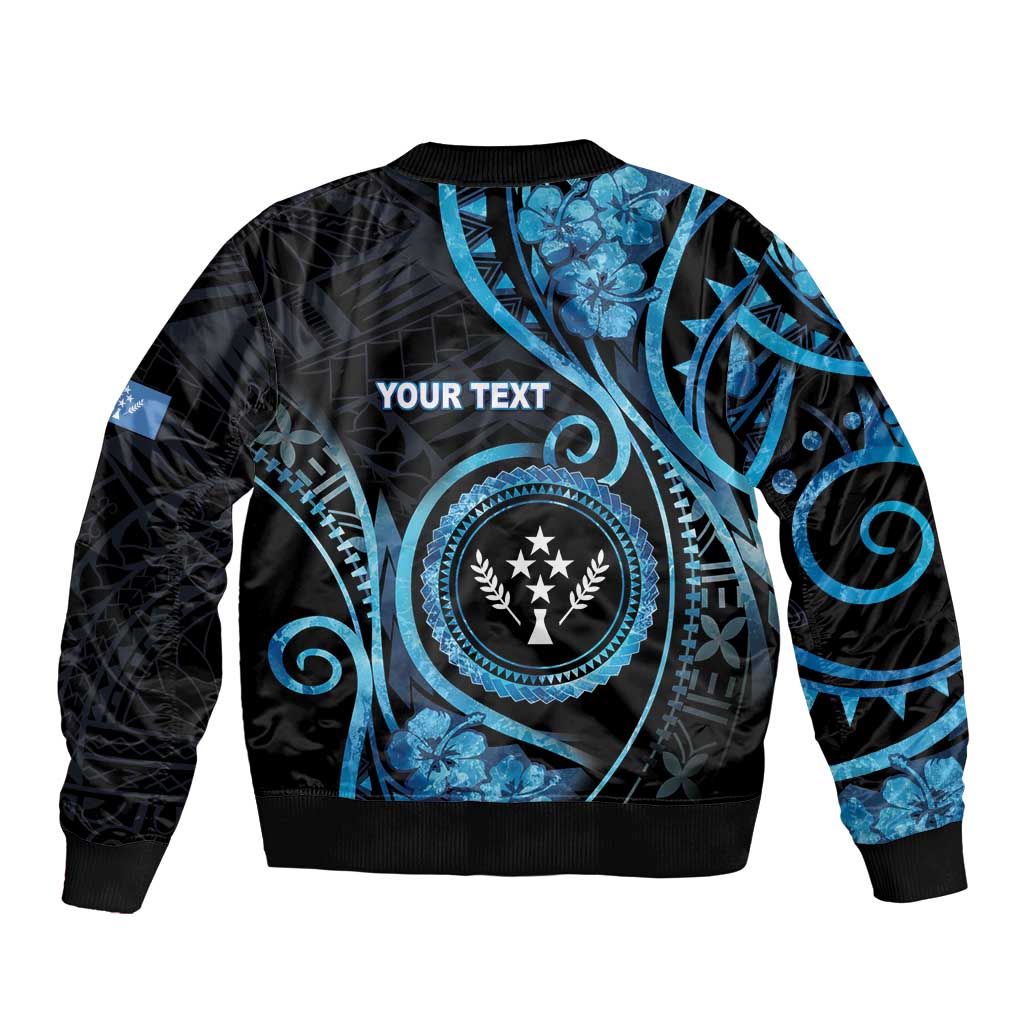 Personalised Kosrae Constitution Day Bomber Jacket Ocean Floral Pattern