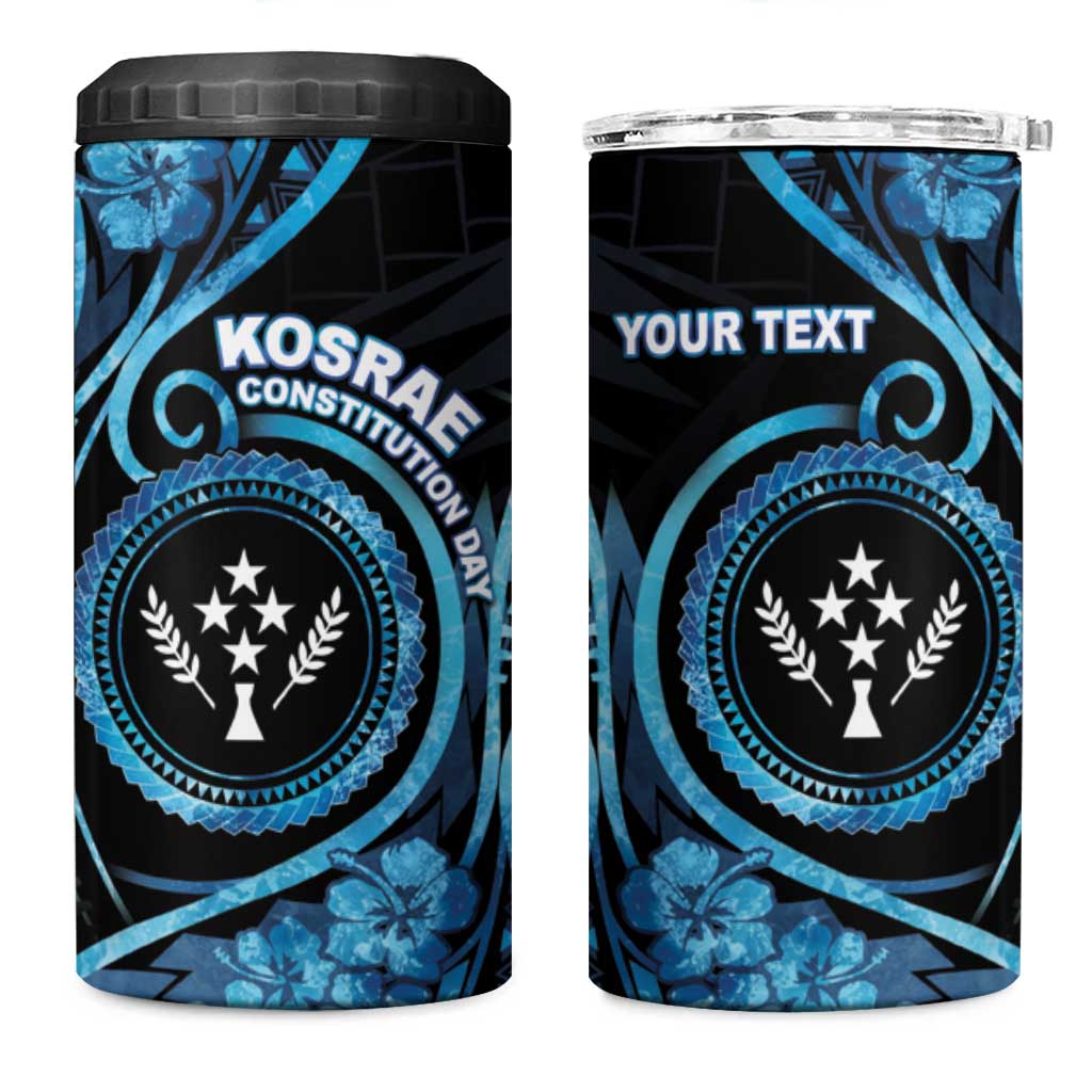 Personalised Kosrae Constitution Day 4 in 1 Can Cooler Tumbler Ocean Floral Pattern LT05 One Size: 16 oz Black - Polynesian Pride