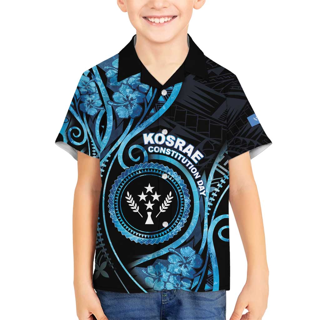Personalised Kosrae Constitution Day Family Matching Puletasi and Hawaiian Shirt Ocean Floral Pattern