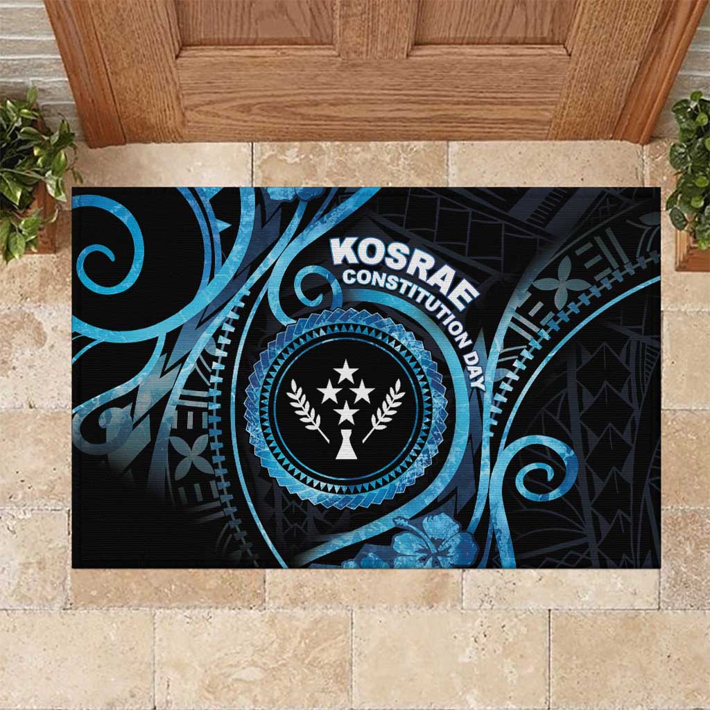 Kosrae Constitution Day Rubber Doormat Ocean Floral Pattern