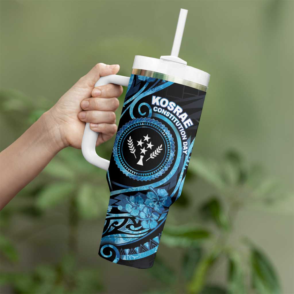 Personalised Kosrae Constitution Day Tumbler With Handle Ocean Floral Pattern LT05 - Polynesian Pride