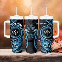 Personalised Kosrae Constitution Day Tumbler With Handle Ocean Floral Pattern LT05 - Polynesian Pride