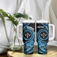 Personalised Kosrae Constitution Day Tumbler With Handle Ocean Floral Pattern LT05 - Polynesian Pride
