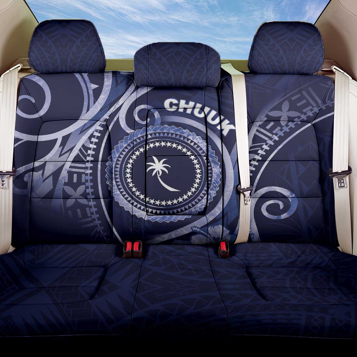 FSM Chuuk Back Car Seat Cover Ocean Floral Pattern