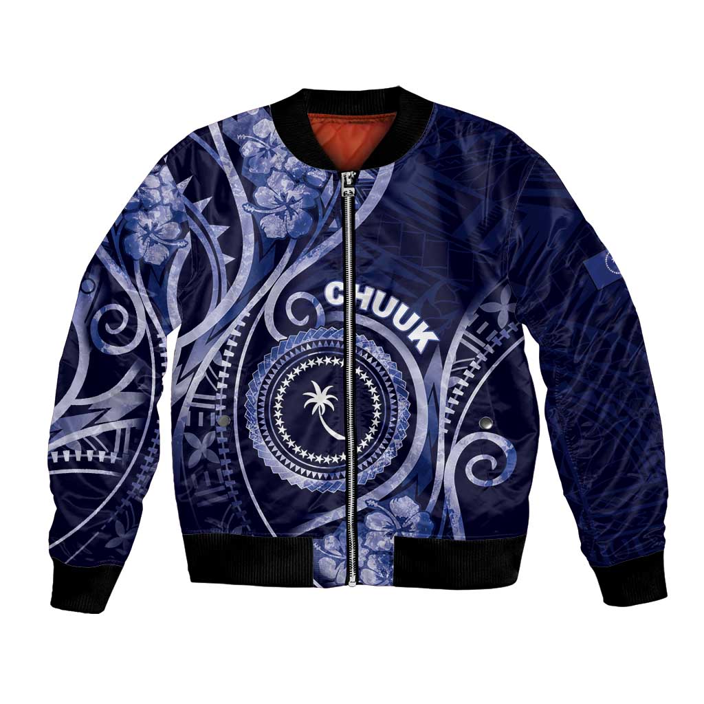 Personalised FSM Chuuk Bomber Jacket Ocean Floral Pattern