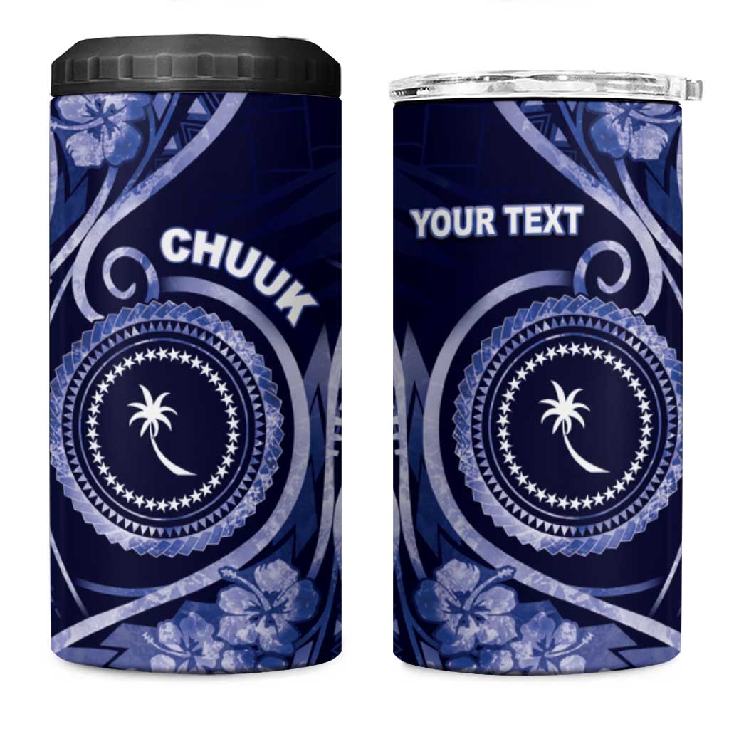 Personalised FSM Chuuk 4 in 1 Can Cooler Tumbler Ocean Floral Pattern