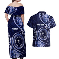 Personalised FSM Chuuk Couples Matching Off Shoulder Maxi Dress and Hawaiian Shirt Ocean Floral Pattern LT05 - Polynesian Pride