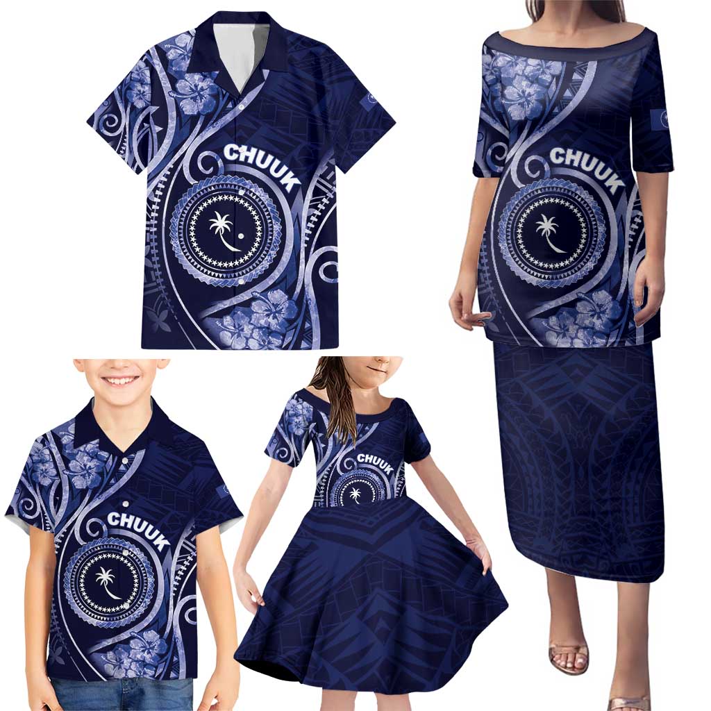 Personalised FSM Chuuk Family Matching Puletasi and Hawaiian Shirt Ocean Floral Pattern LT05 - Polynesian Pride