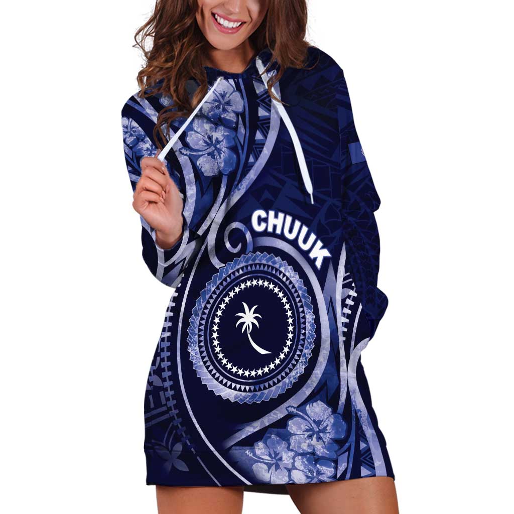 Personalised FSM Chuuk Hoodie Dress Ocean Floral Pattern