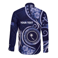Personalised FSM Chuuk Long Sleeve Button Shirt Ocean Floral Pattern LT05 - Polynesian Pride