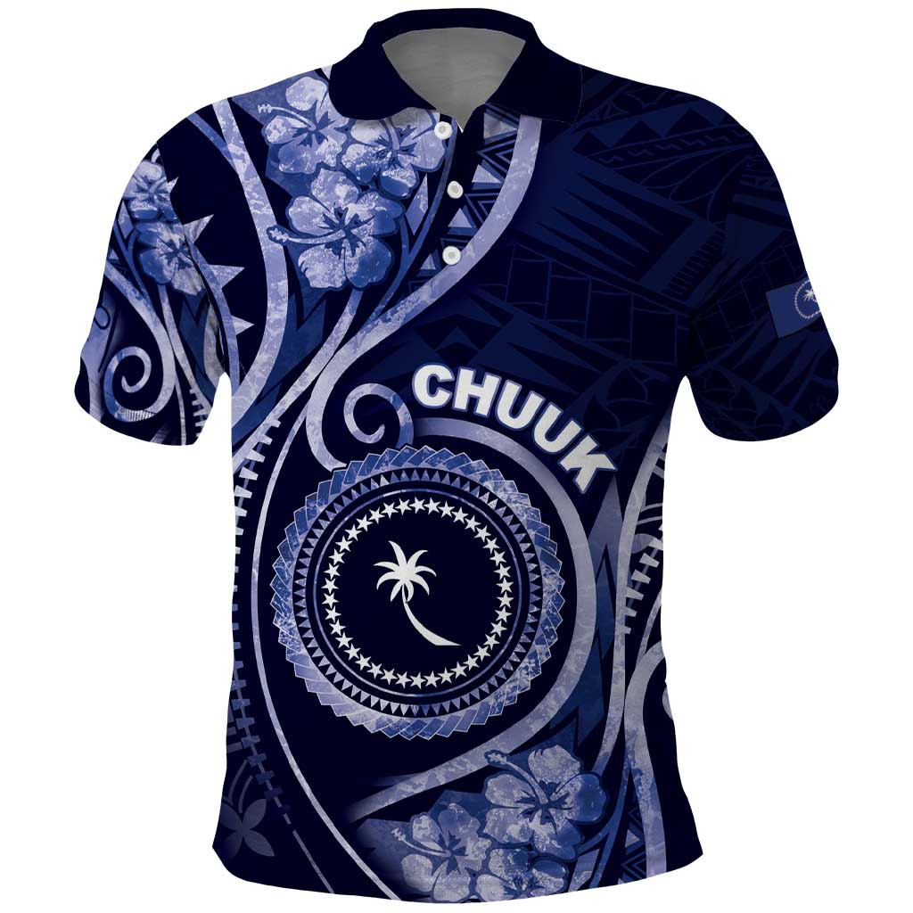 Personalised FSM Chuuk Polo Shirt Ocean Floral Pattern