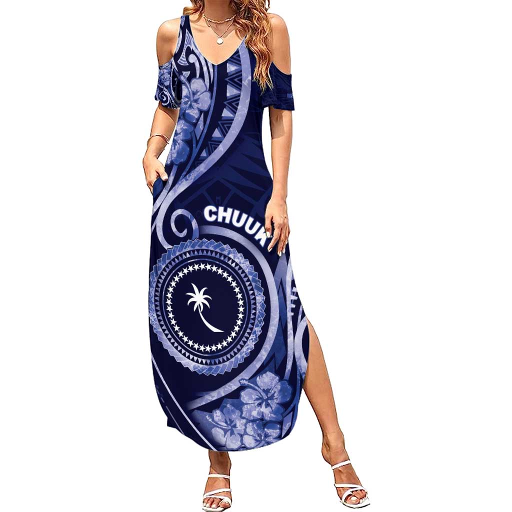 Personalised FSM Chuuk Summer Maxi Dress Ocean Floral Pattern