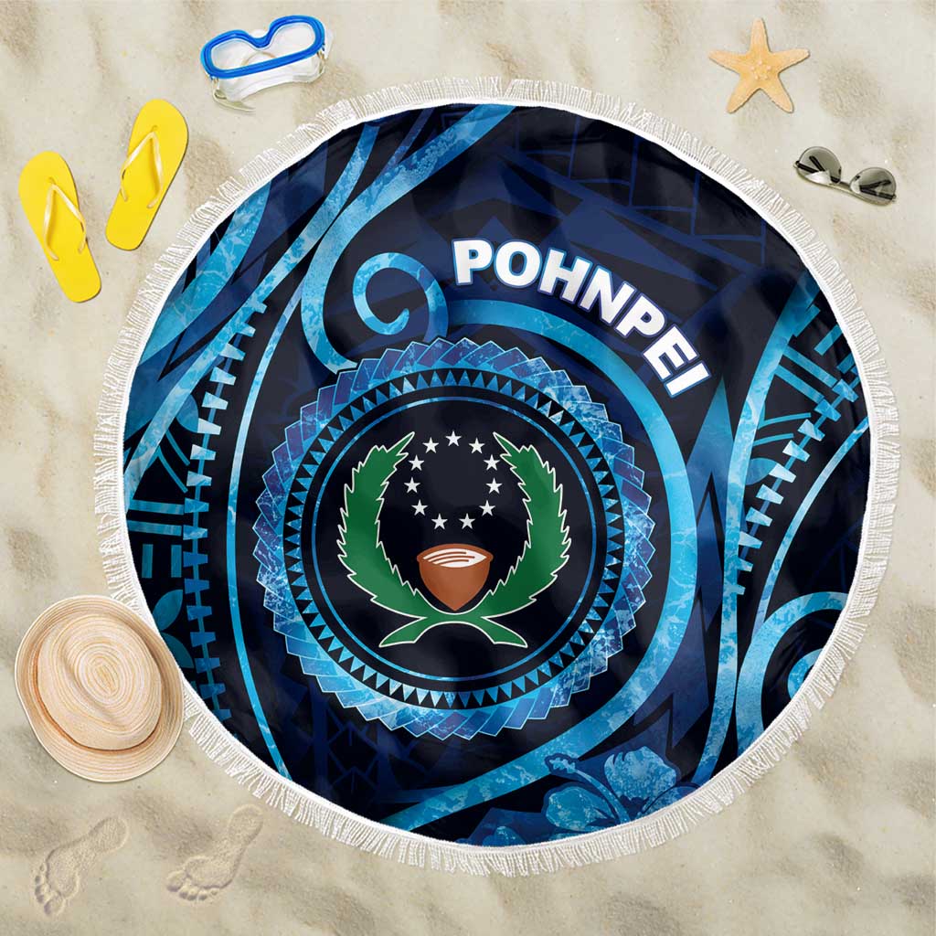 FSM Pohnpei Beach Blanket Ocean Floral Pattern LT05 One Size 150cm Blue - Polynesian Pride