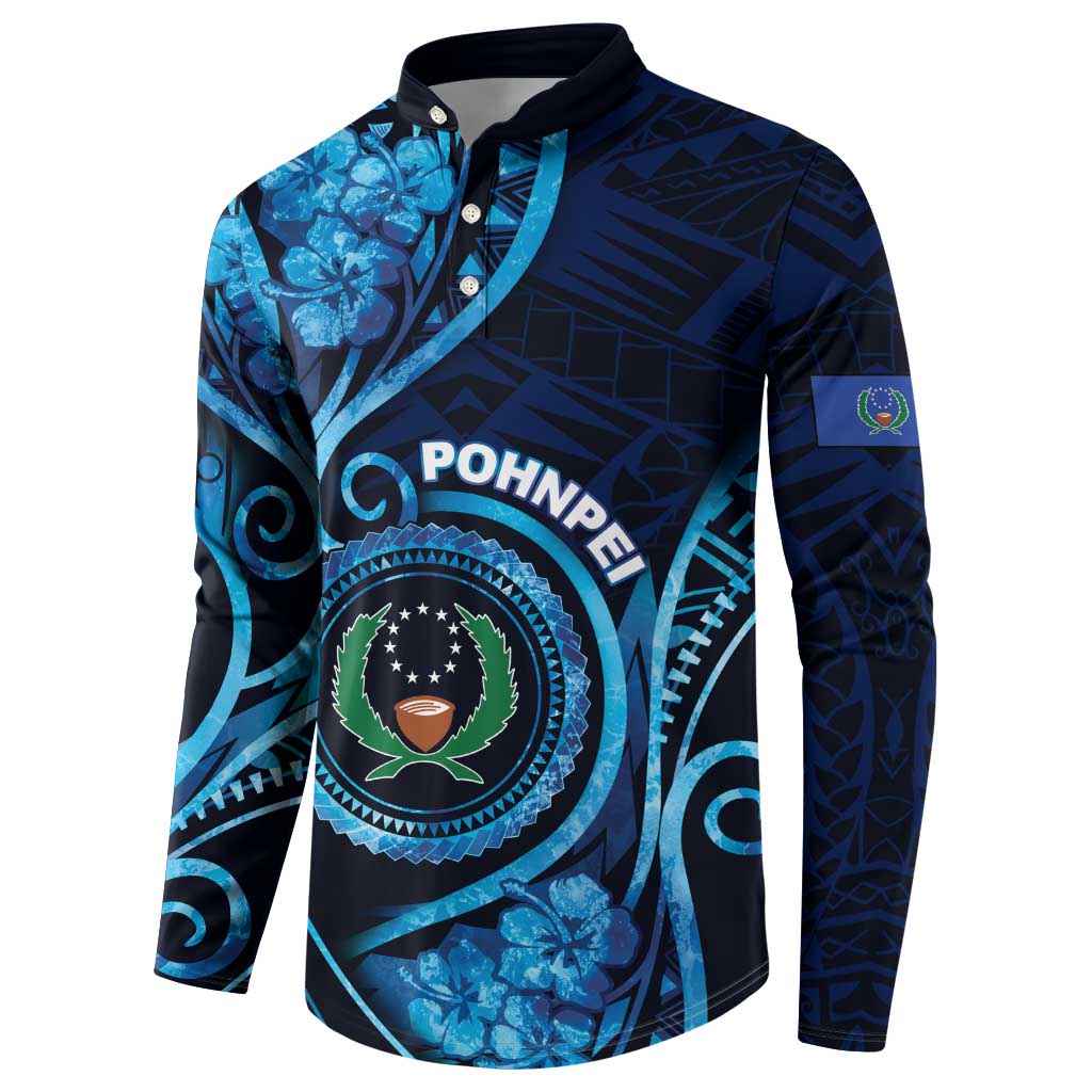 Personalised FSM Pohnpei Button Sweatshirt Ocean Floral Pattern LT05 - Polynesian Pride