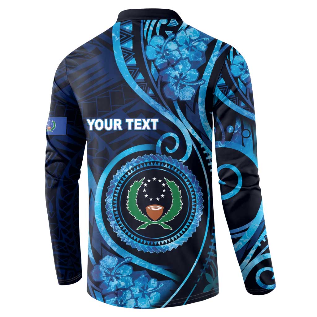 Personalised FSM Pohnpei Button Sweatshirt Ocean Floral Pattern LT05 - Polynesian Pride