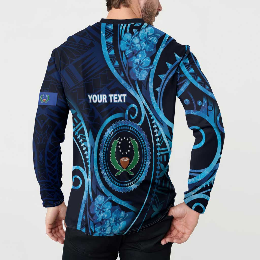 Personalised FSM Pohnpei Button Sweatshirt Ocean Floral Pattern LT05 - Polynesian Pride