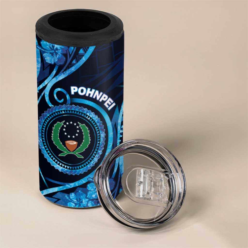 Personalised FSM Pohnpei 4 in 1 Can Cooler Tumbler Ocean Floral Pattern LT05 - Polynesian Pride