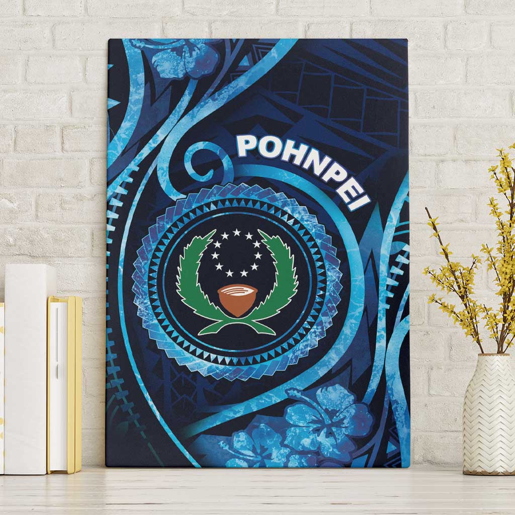 FSM Pohnpei Canvas Wall Art Ocean Floral Pattern LT05 Without Frame Blue - Polynesian Pride