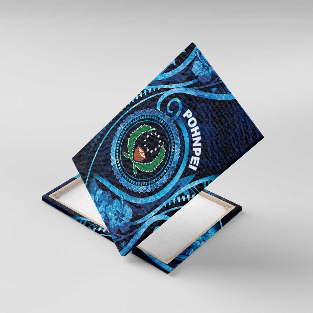 FSM Pohnpei Canvas Wall Art Ocean Floral Pattern LT05 With Frame Blue - Polynesian Pride