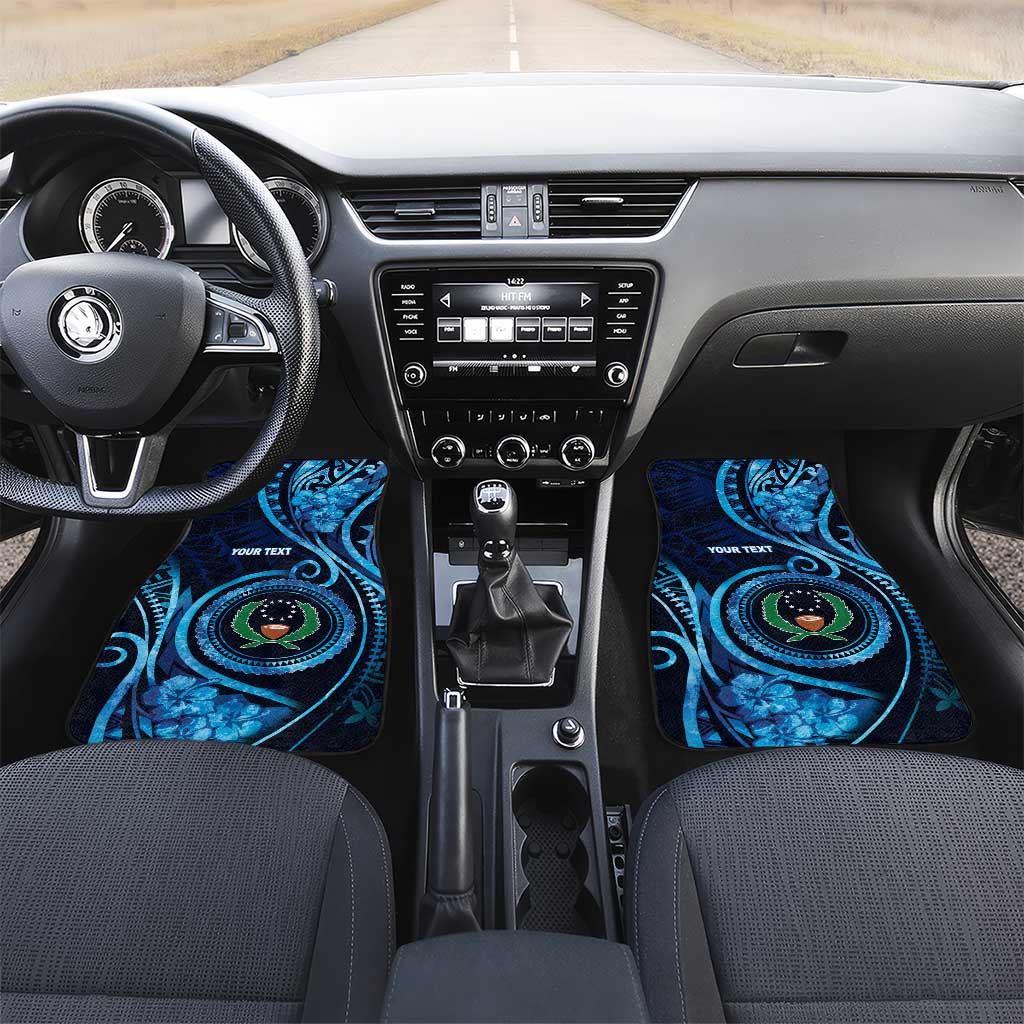 FSM Pohnpei Car Mats Ocean Floral Pattern LT05 Set 2pcs - Front Blue - Polynesian Pride