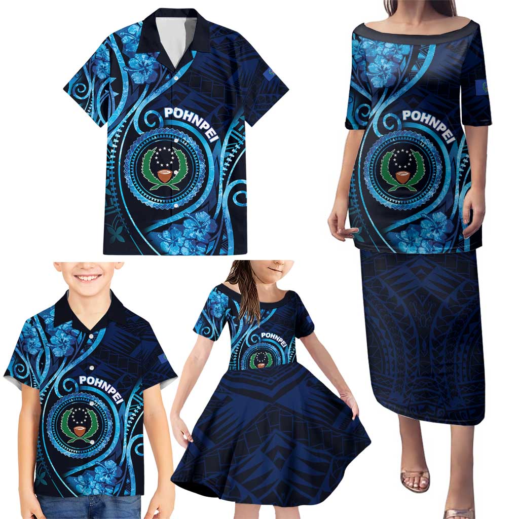 Personalised FSM Pohnpei Family Matching Puletasi and Hawaiian Shirt Ocean Floral Pattern LT05 - Polynesian Pride