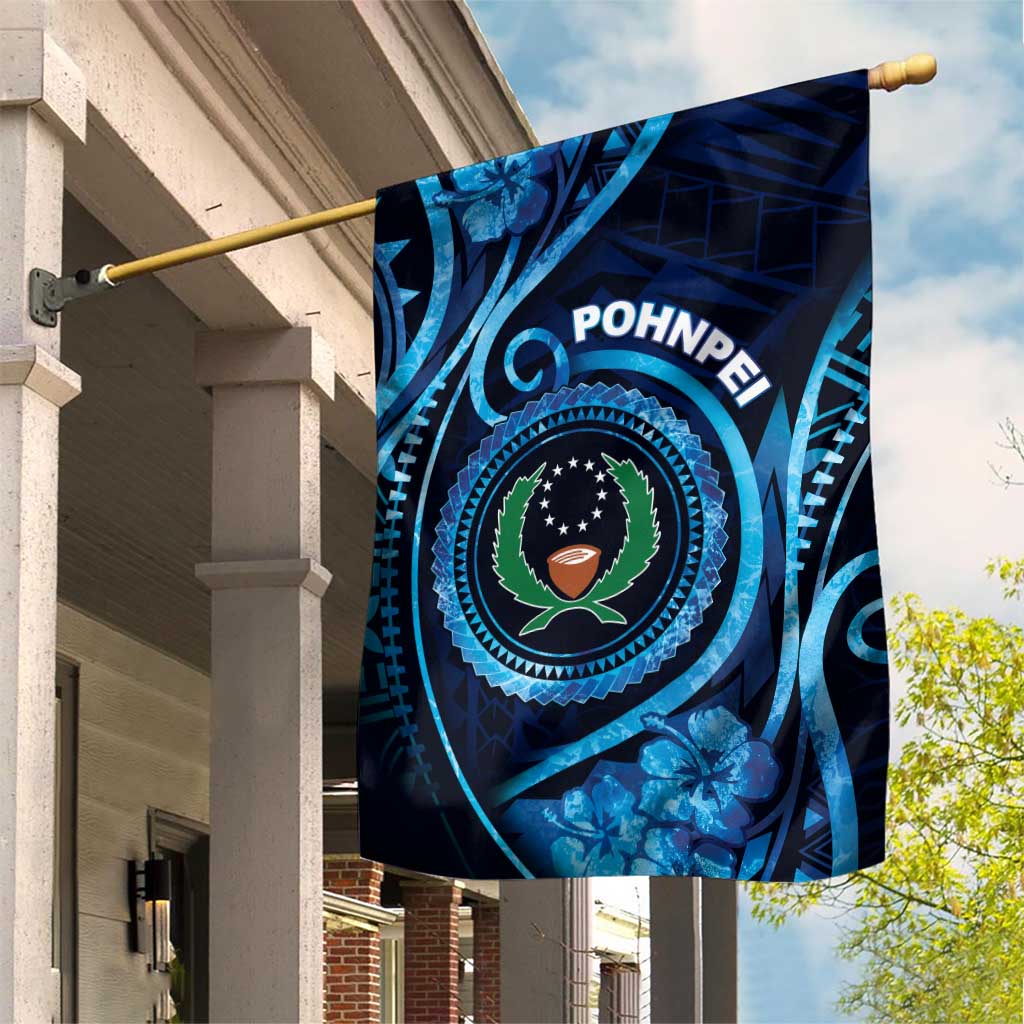 FSM Pohnpei Garden Flag Ocean Floral Pattern LT05 House Flag Blue - Polynesian Pride
