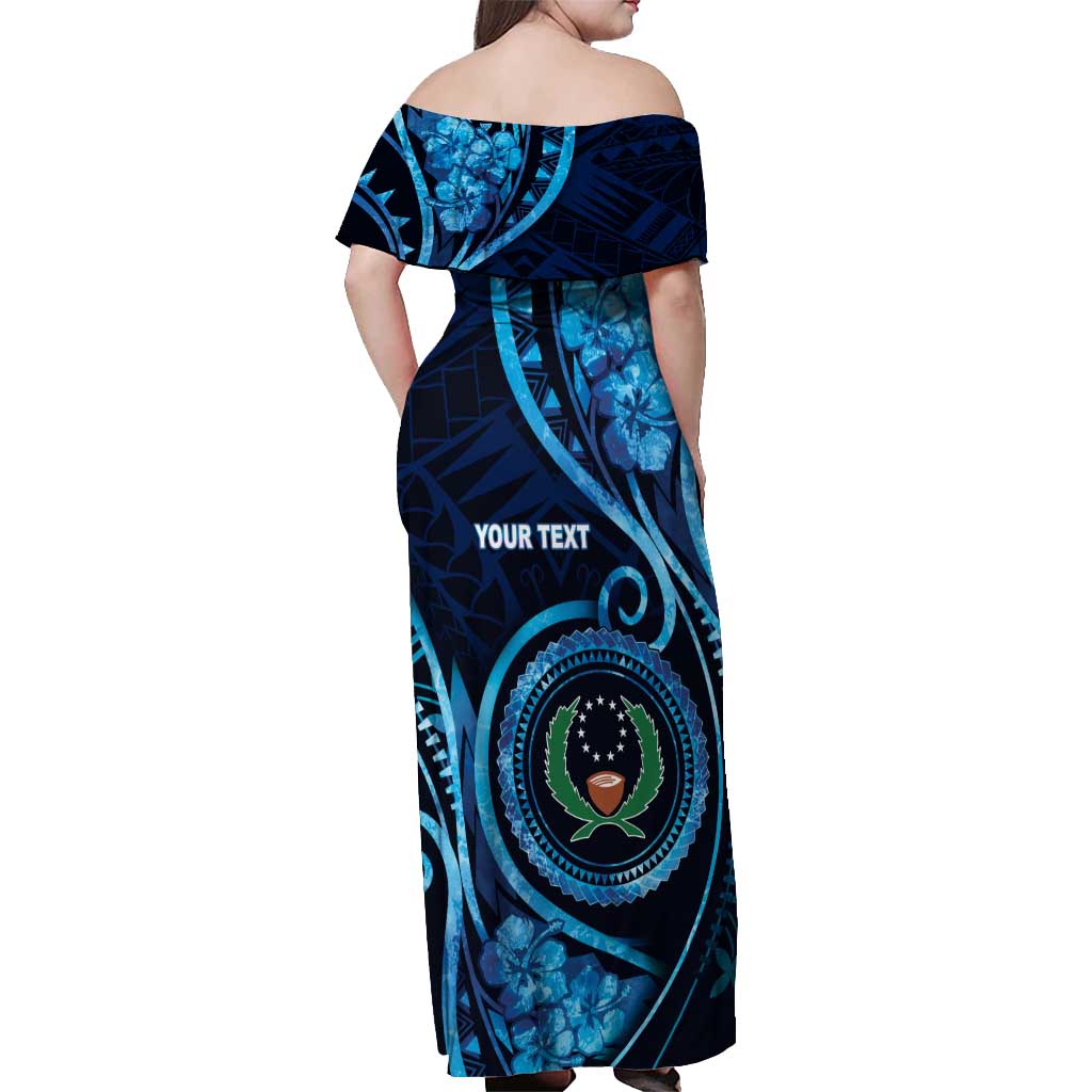 Personalised FSM Pohnpei Off Shoulder Maxi Dress Ocean Floral Pattern