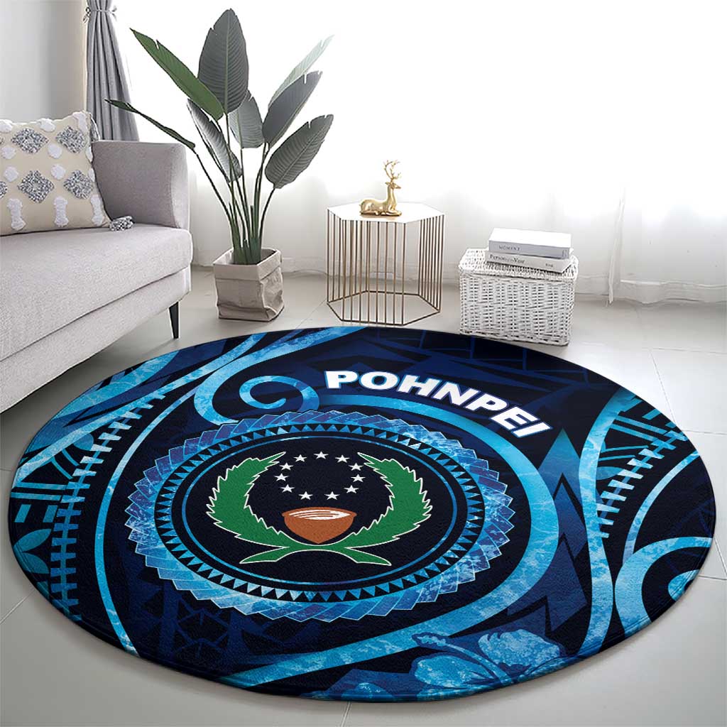 FSM Pohnpei Round Carpet Ocean Floral Pattern LT05 - Polynesian Pride