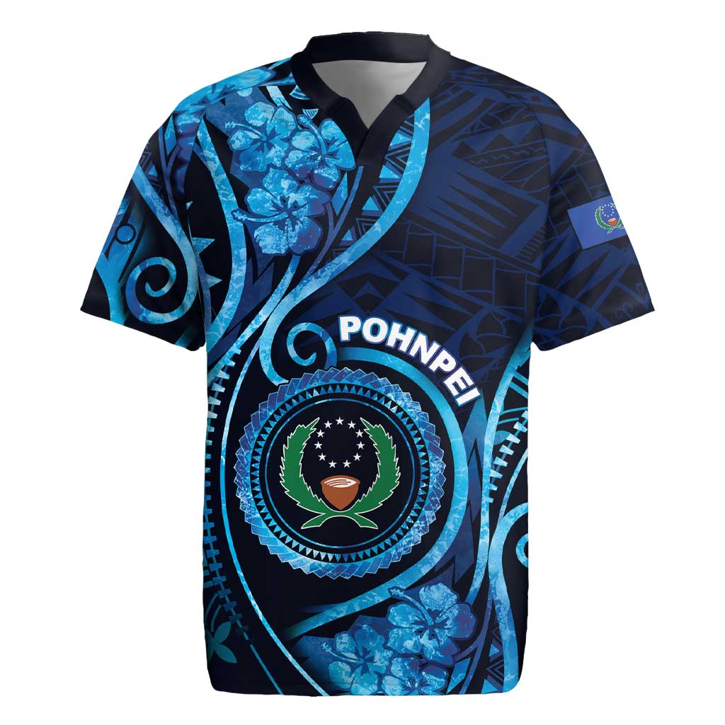 Personalised FSM Pohnpei Rugby Jersey Ocean Floral Pattern