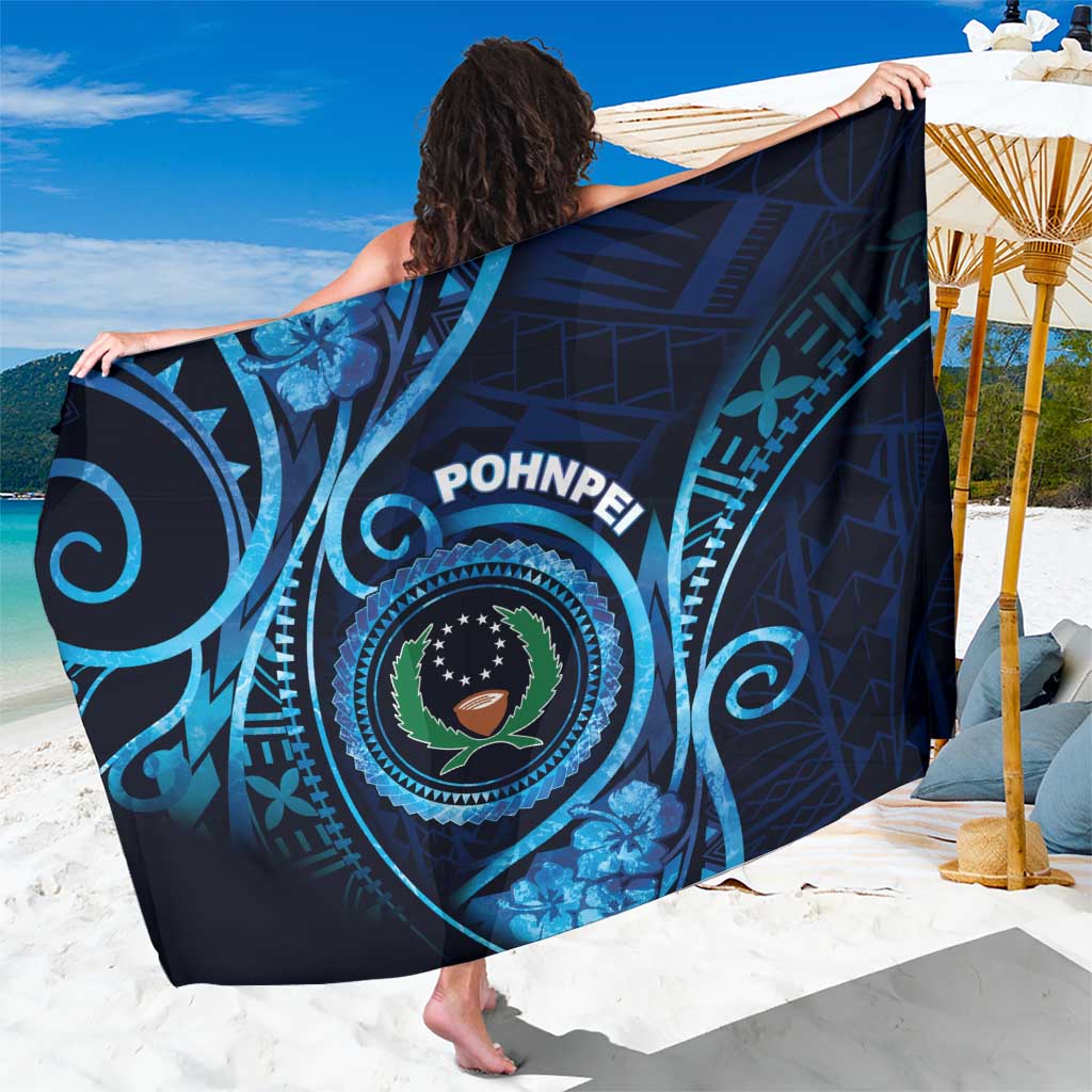 FSM Pohnpei Sarong Ocean Floral Pattern LT05 One Size 44 x 66 inches Blue - Polynesian Pride