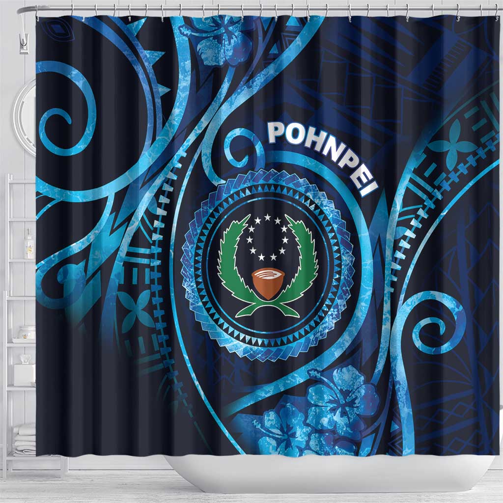 FSM Pohnpei Shower Curtain Ocean Floral Pattern LT05 - Polynesian Pride