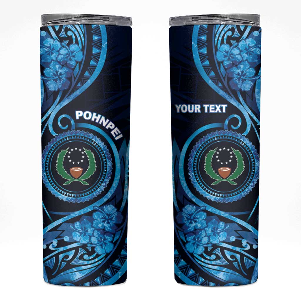 Personalised FSM Pohnpei Skinny Tumbler Ocean Floral Pattern