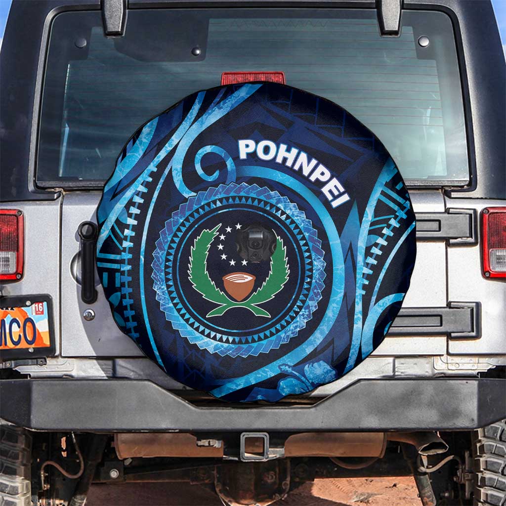 FSM Pohnpei Spare Tire Cover Ocean Floral Pattern LT05 Blue - Polynesian Pride