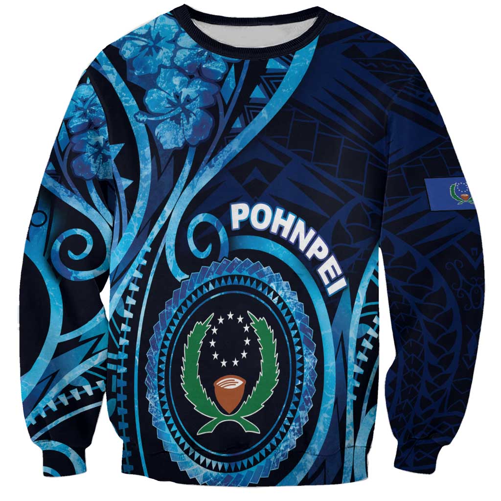 Personalised FSM Pohnpei Sweatshirt Ocean Floral Pattern