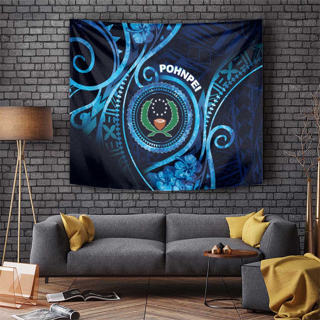 FSM Pohnpei Tapestry Ocean Floral Pattern LT05 Blue - Polynesian Pride