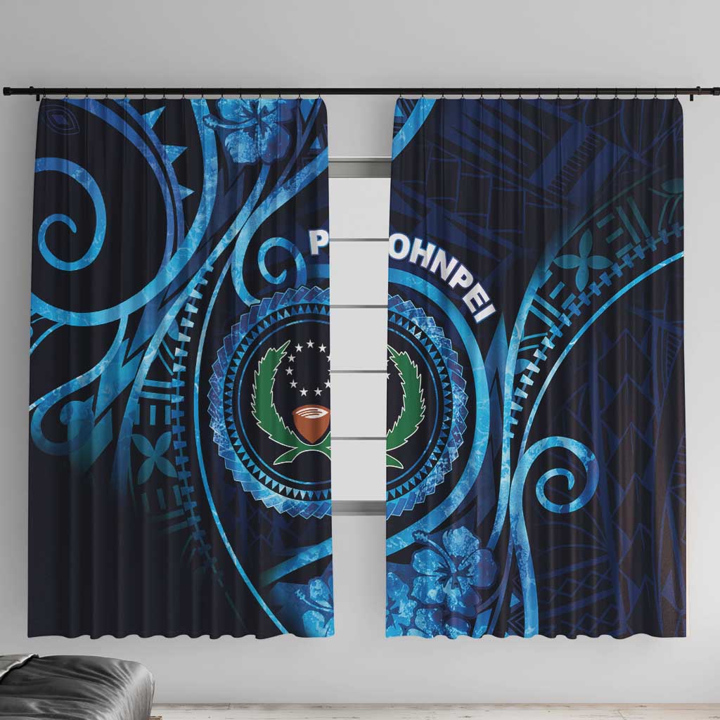 FSM Pohnpei Window Curtain Ocean Floral Pattern LT05 With Hooks Blue - Polynesian Pride