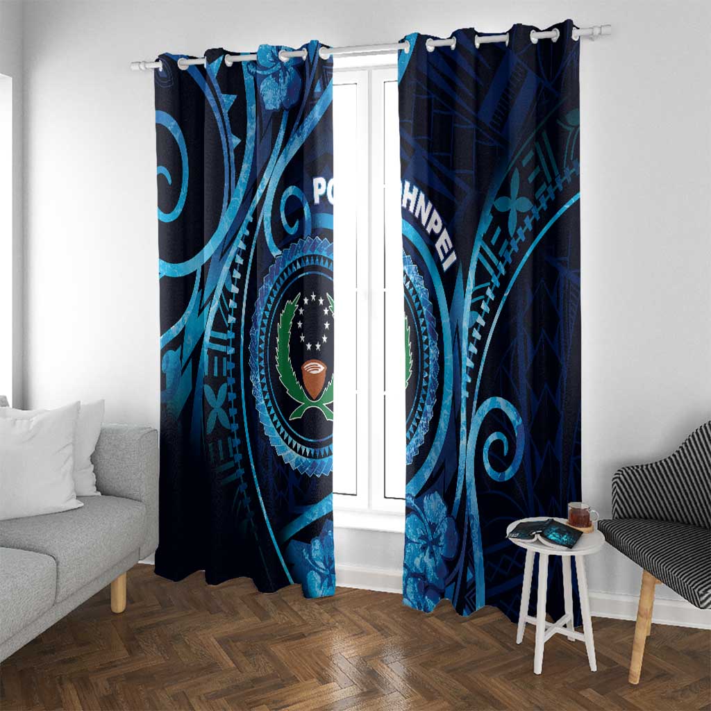 FSM Pohnpei Window Curtain Ocean Floral Pattern LT05 With Grommets Blue - Polynesian Pride