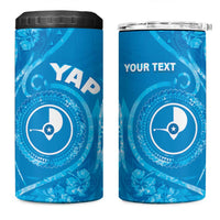 Personalised FSM Yap 4 in 1 Can Cooler Tumbler Ocean Floral Pattern LT05 One Size: 16 oz Blue - Polynesian Pride