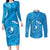 Personalised FSM Yap Couples Matching Long Sleeve Bodycon Dress and Long Sleeve Button Shirt Ocean Floral Pattern