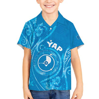 Personalised FSM Yap Family Matching Puletasi and Hawaiian Shirt Ocean Floral Pattern LT05 Son's Shirt Blue - Polynesian Pride