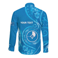 Personalised FSM Yap Long Sleeve Button Shirt Ocean Floral Pattern LT05 - Polynesian Pride