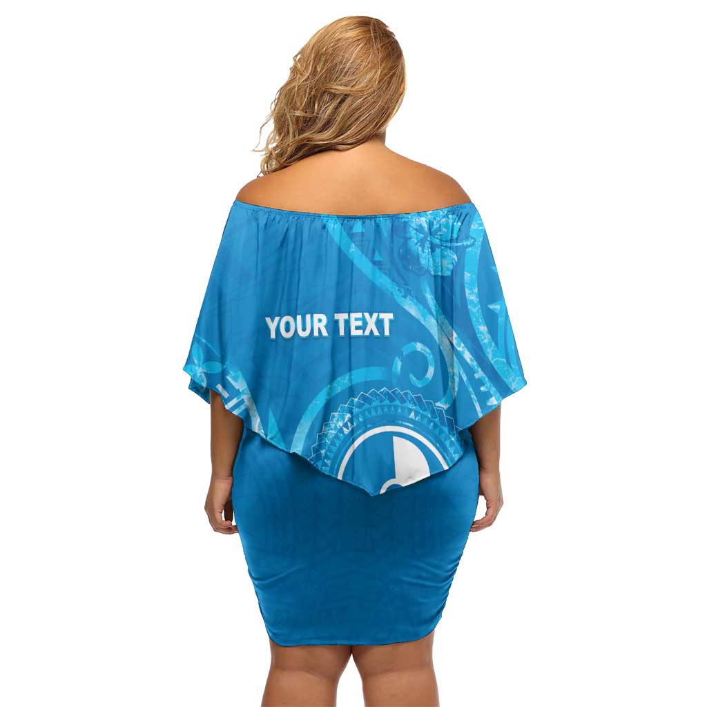 Personalised FSM Yap Off Shoulder Short Dress Ocean Floral Pattern