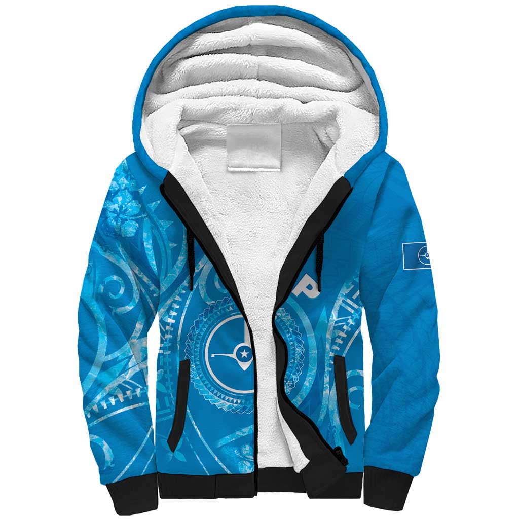 Personalised FSM Yap Sherpa Hoodie Ocean Floral Pattern