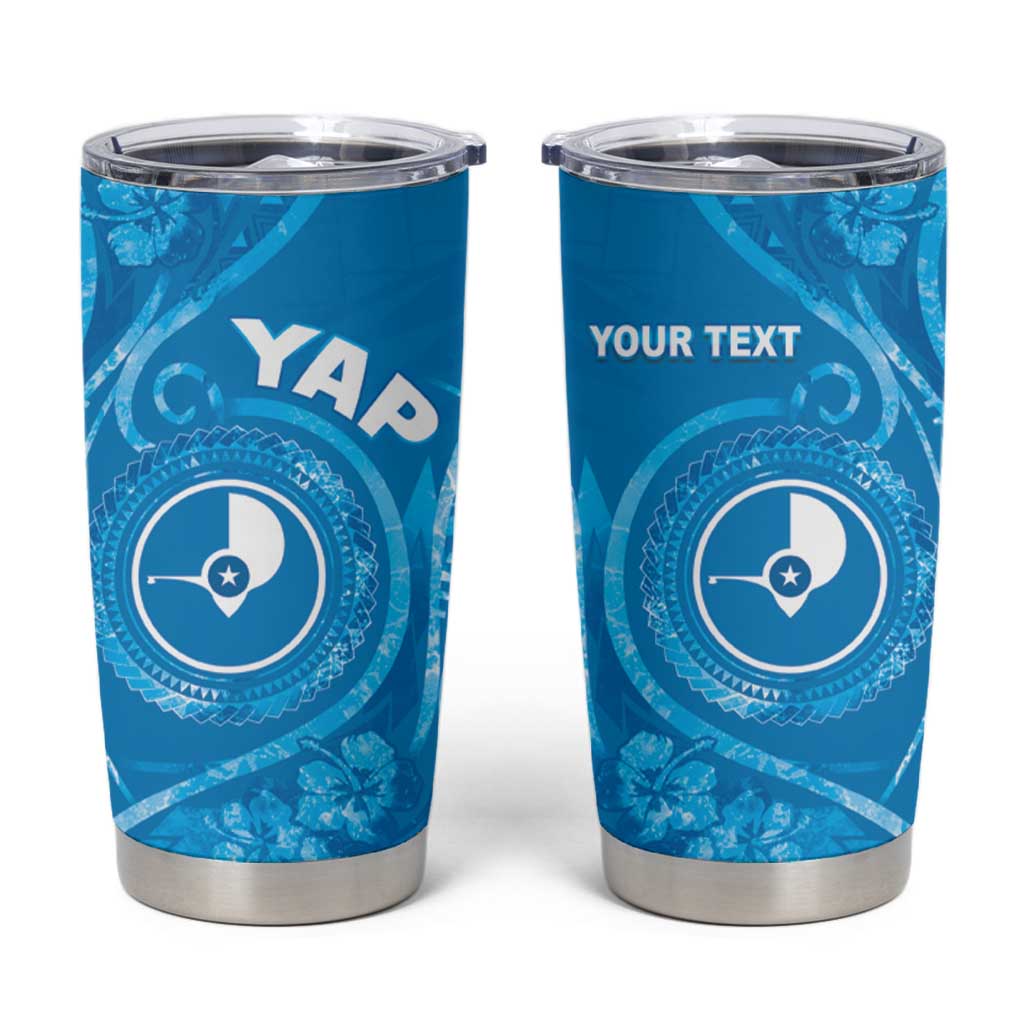 Personalised FSM Yap Tumbler Cup Ocean Floral Pattern LT05 Blue - Polynesian Pride
