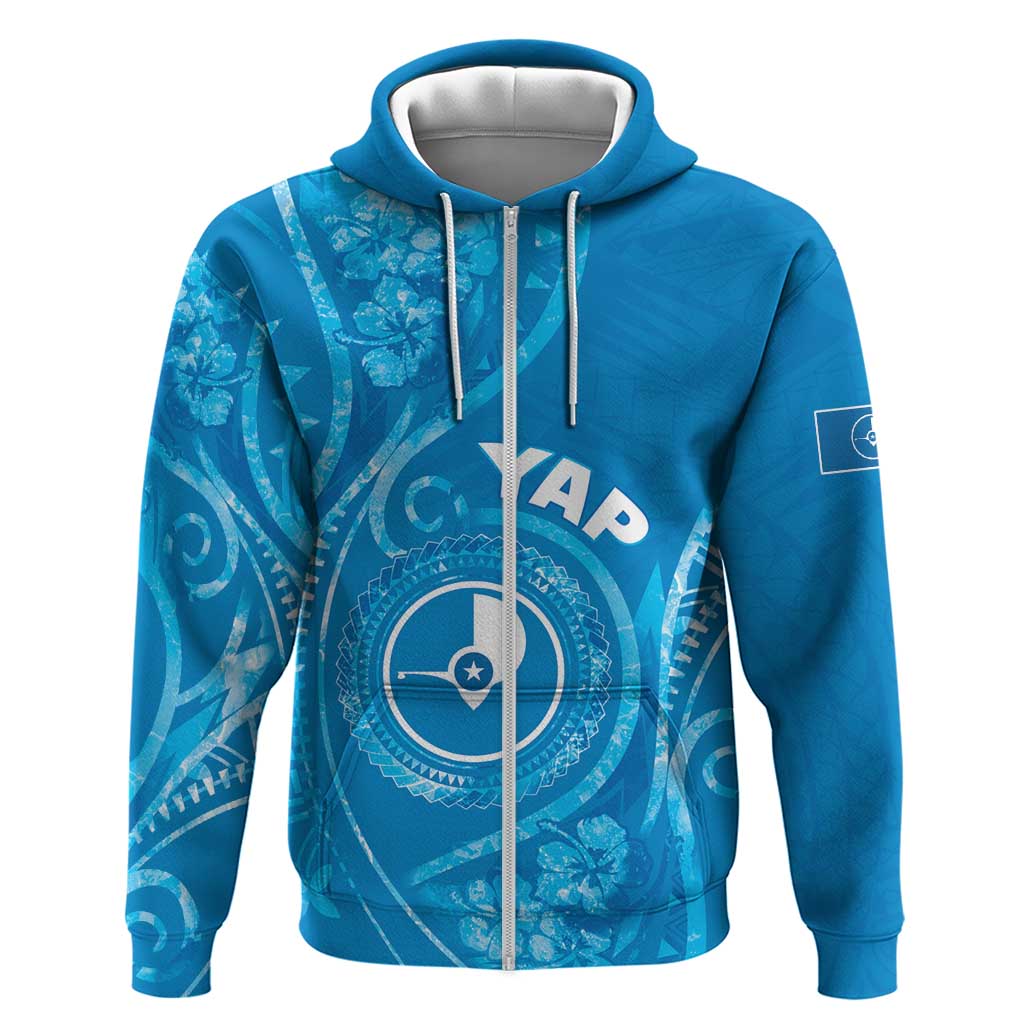 Personalised FSM Yap Zip Hoodie Ocean Floral Pattern