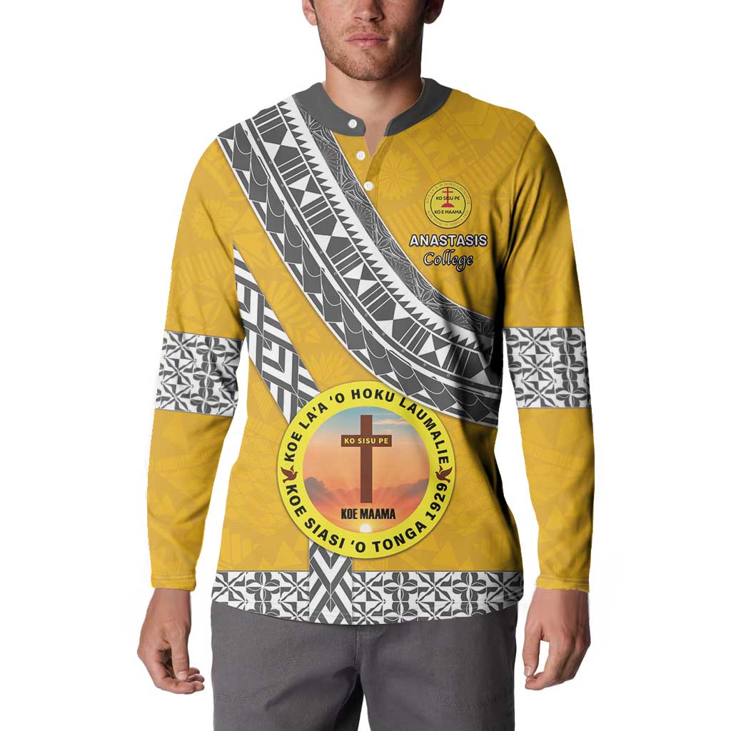 Personalised Anastasis College Button Sweatshirt Tonga Unique Style - Polynesian Pride