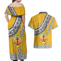 Personalised Anastasis College Couples Matching Off Shoulder Maxi Dress and Hawaiian Shirt Tonga Unique Style - Polynesian Pride