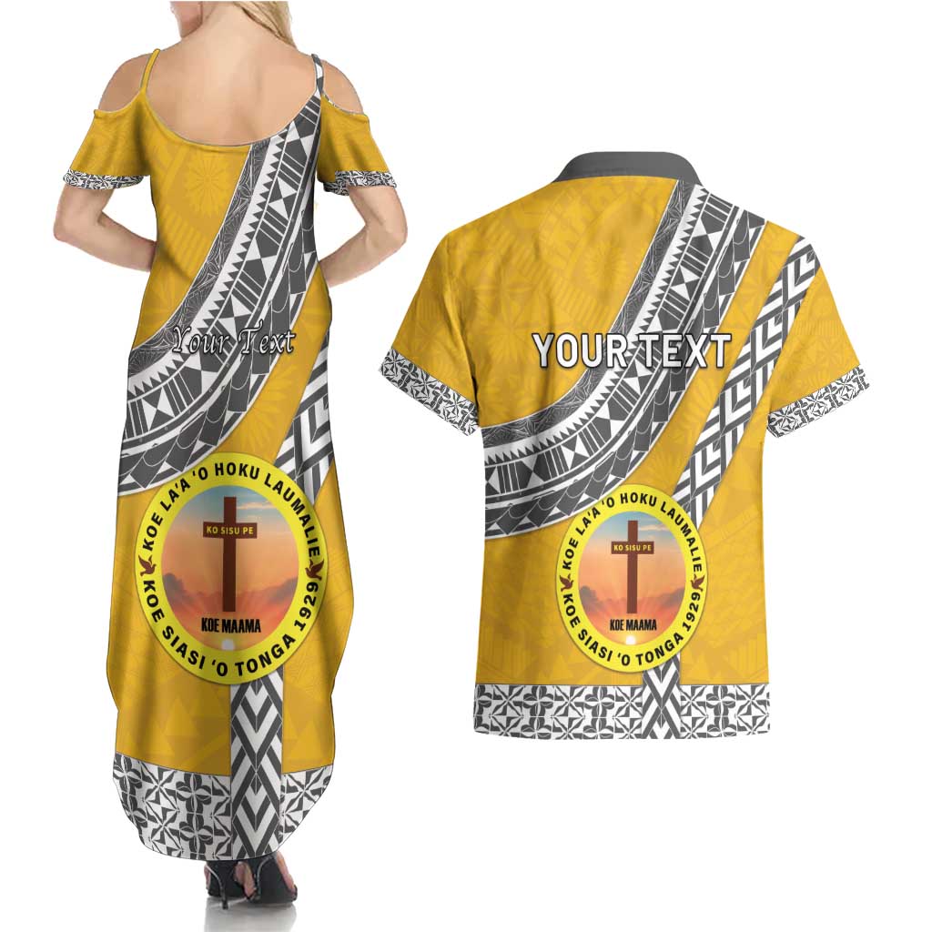 Personalised Anastasis College Couples Matching Summer Maxi Dress and Hawaiian Shirt Tonga Unique Style - Polynesian Pride
